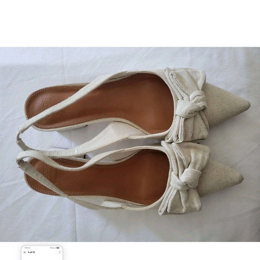 Asos Design Beige Bow-Accent Slingback Block Heel Pumps 10 - Picture 5 of 13